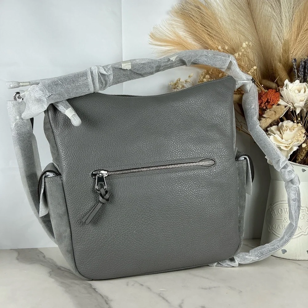 Coach Pennie Heather Gray Leather Hobo Hand Shoulder Bag Suede‎ NWT
